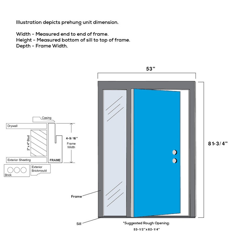 50"x80" Clear Glass Left-Hand Inswing Primed Fiberglass Door