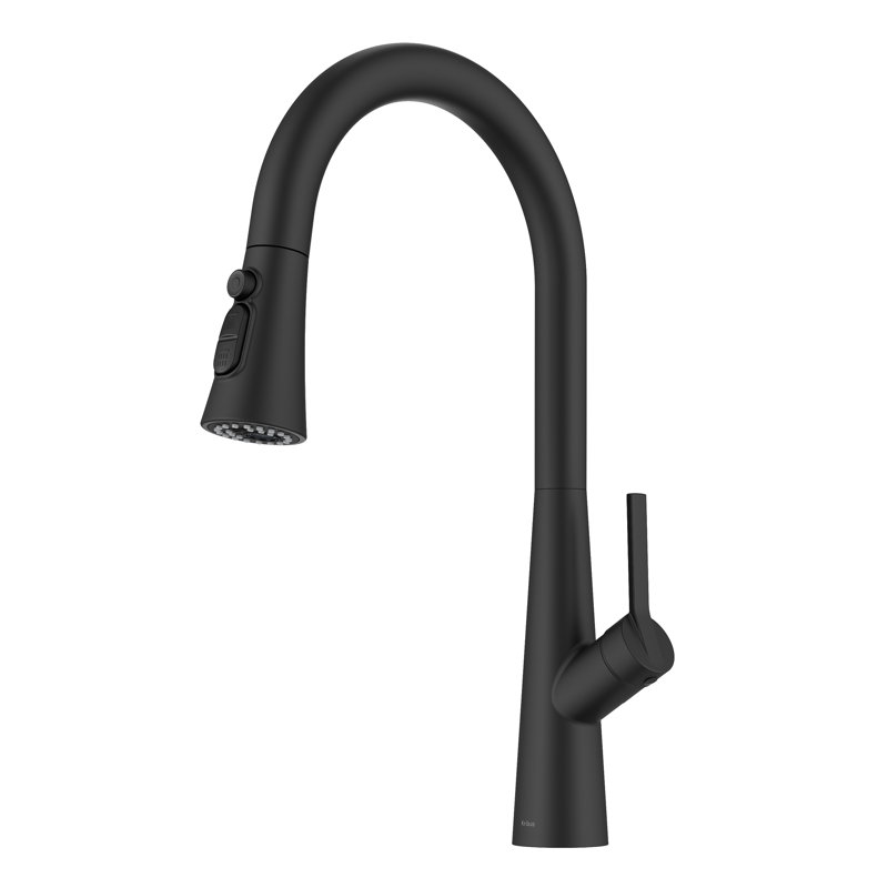 Robinet de cuisine rétractable à poignée simple 4 fonctions KRAUS Odelia, Noir mat