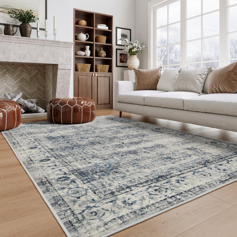 Clotilde Vintage Machine Washable Area Rugs Perfect for Living Room, Dining Room, Bedroom