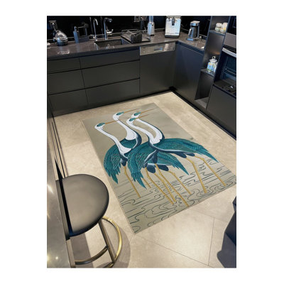 Birds Themed Base Modern Decorative Washable Rug