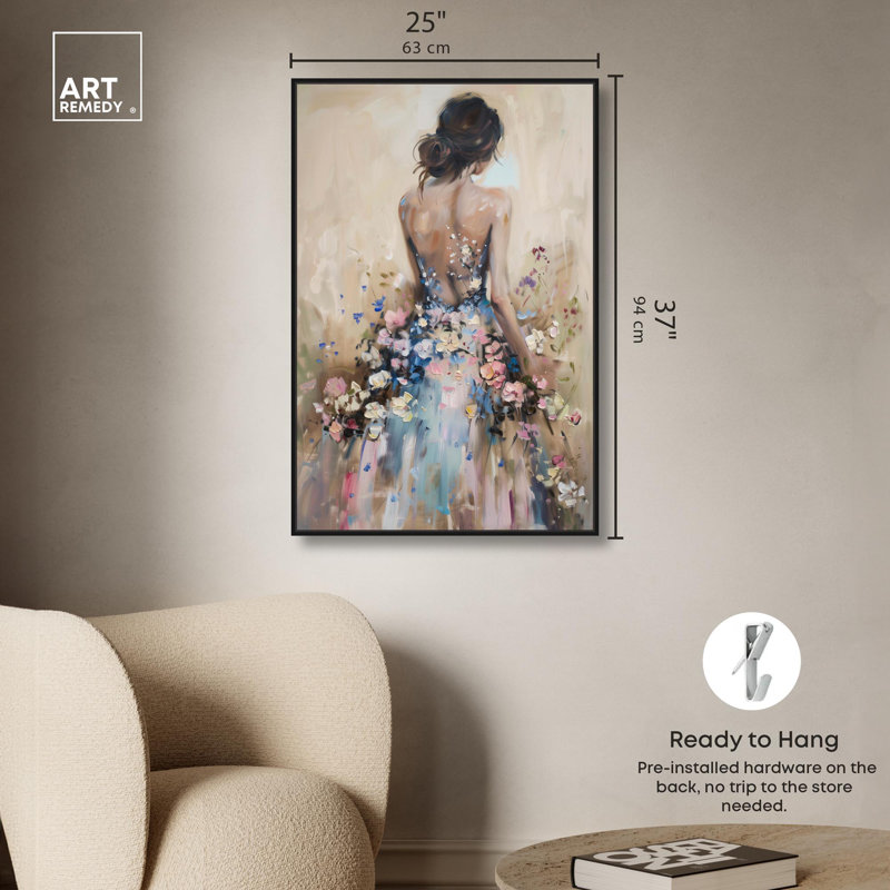 «Dress in Spring Bloom» par Art Remedy, H 37 po x l 25 po, Cadre noir