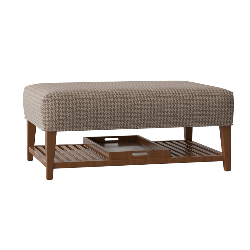 Carly Ottoman, Pecan, Craftwood 42 Gray Performance Chenille
