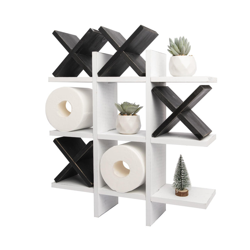 Dhaill Square Wood Tiered Shelf, White