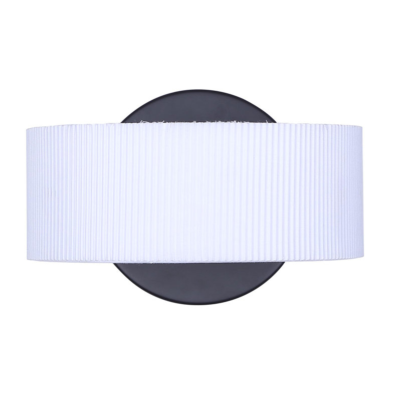 Jerricca 8.13 In. 1 Light Black Integrated LED Wall Light With White Fabric Shade
