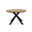 Table de salle à manger d'extérieur, plateau en teck et pieds en métal noir