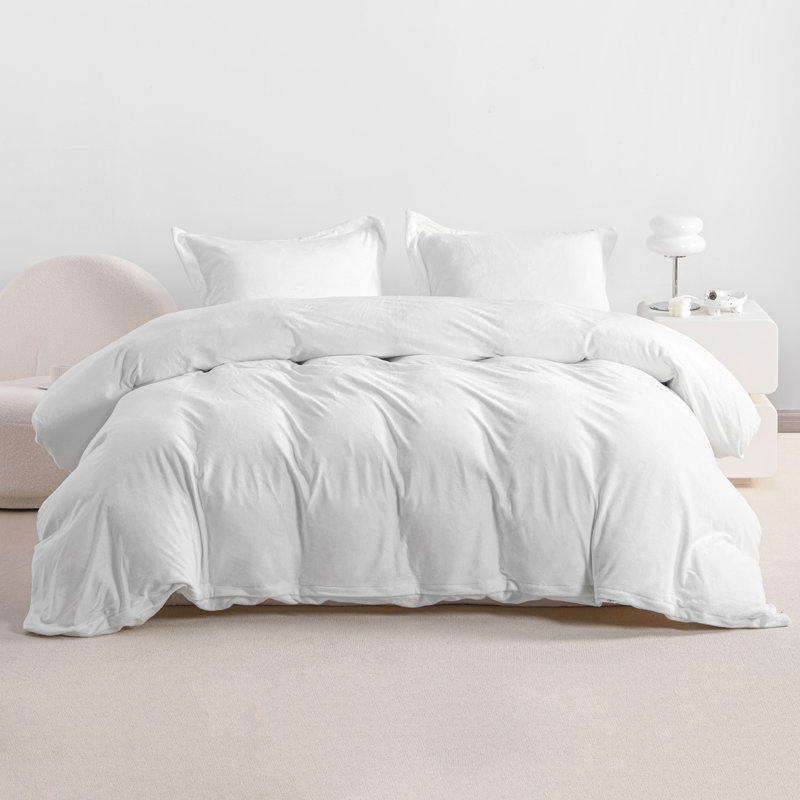 Polyester Duvet Cover, Twin Duvet Cover + 1 Standard Sham, White