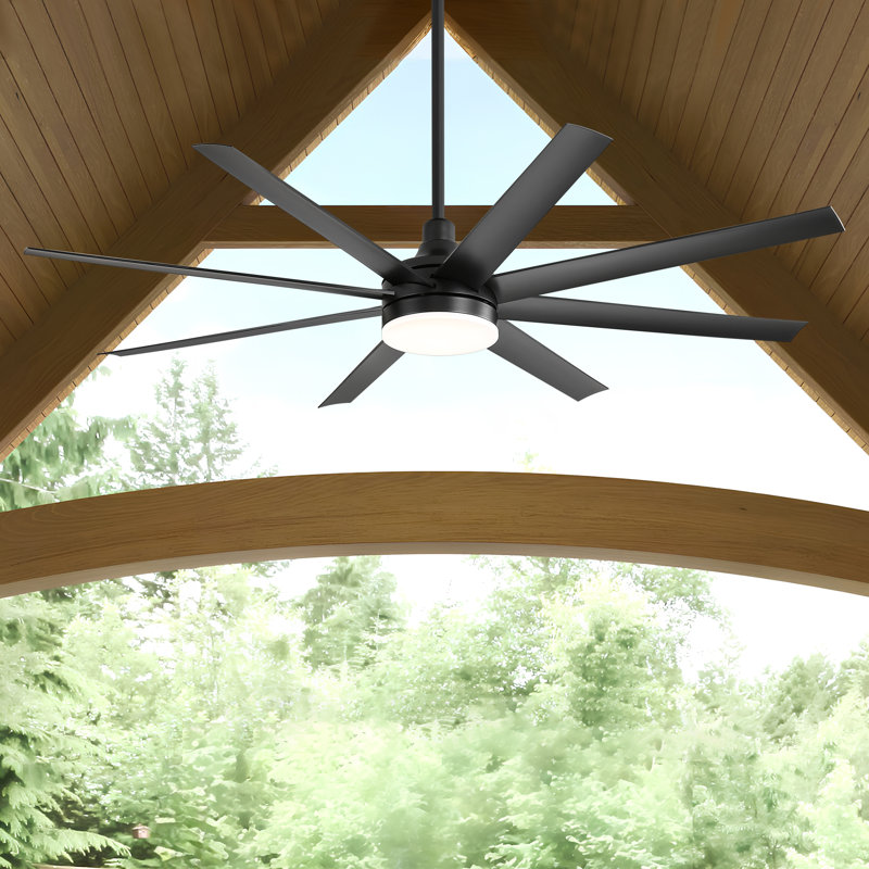 Jamii-Leigh Large Indoor/Covered Outdoor Modern Ceiling Fan with Led Lights and Remote, 6-Speed, Reversible Quiet DC Motor, Timer, 8-ABS-Blade
