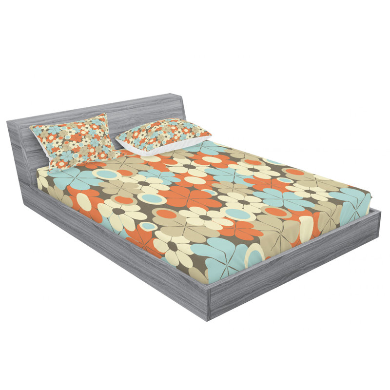 Microfiber Floral Sheet Set, Full Sheet Set + Fitted Sheet + 2 Pillowcases