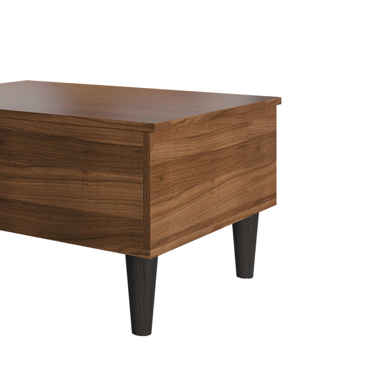 Table basse à plateau relevable avec rangement dissimulé et tiroir Caribou, Brun