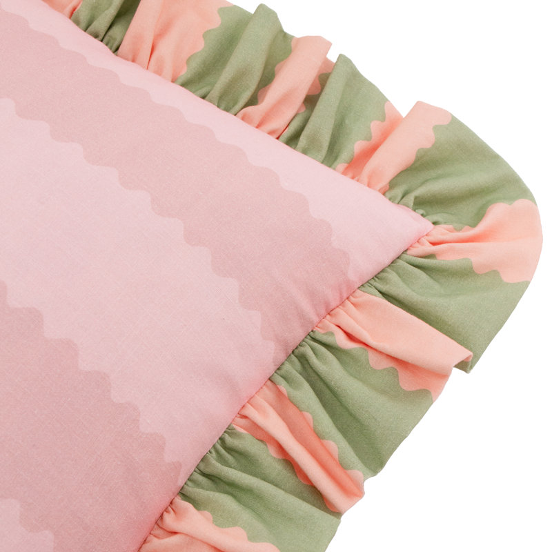 Striped Square Cushion Cover, Pink/Green