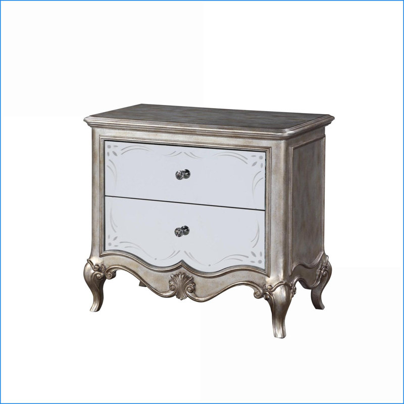 Esteban Antique Champagne Mirrored 2-Drawer Nightstand