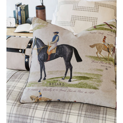 Equestrian Cotton Blend Throw Pillow
