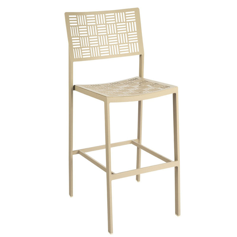 New Century Outdoor Bar Stool, Pewter, Denver Scarlett Sunbrella®