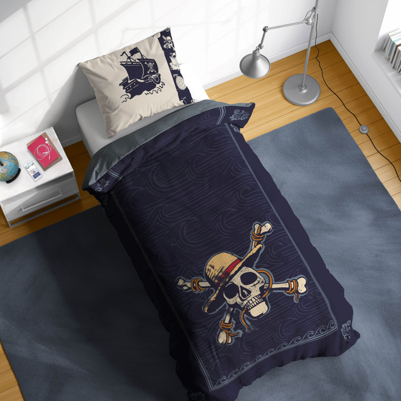 One Piece High Seas 100% Cotton Single Duvet Cover Set - Bedding Includes 50 x 70 cm Pillowcase
