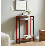 Mukai Wood Console Table with 2 Open Storage Shelves, Narrow & Minimalist Sofa Table, Entryway Table Perfect for Hallway, Behind The Couch, Living Room & Foyer