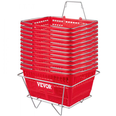 Panier de magasinage, ensemble de 12, PE durable avec poignée et support, dimension du panier: L 16,9 po x l 11,8 po x H 8,07 po.