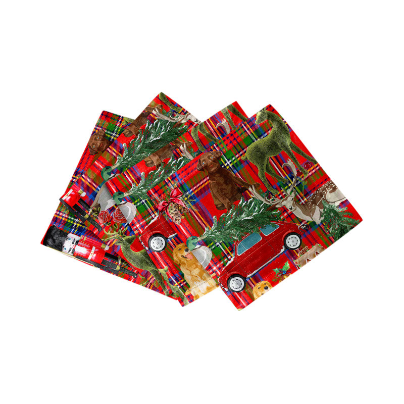 Ultimate Christmas Cotton Sateen Cocktail Napkins, Plaid