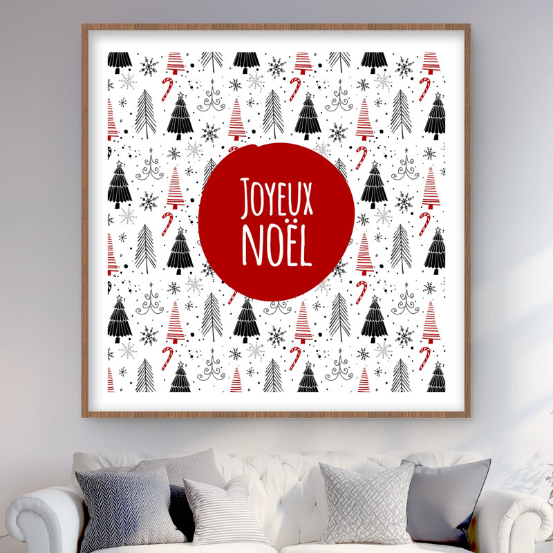 Joyeux Noël - fr | Reproduction encadrée illustrative, H 48 po x l 48 po, Brun