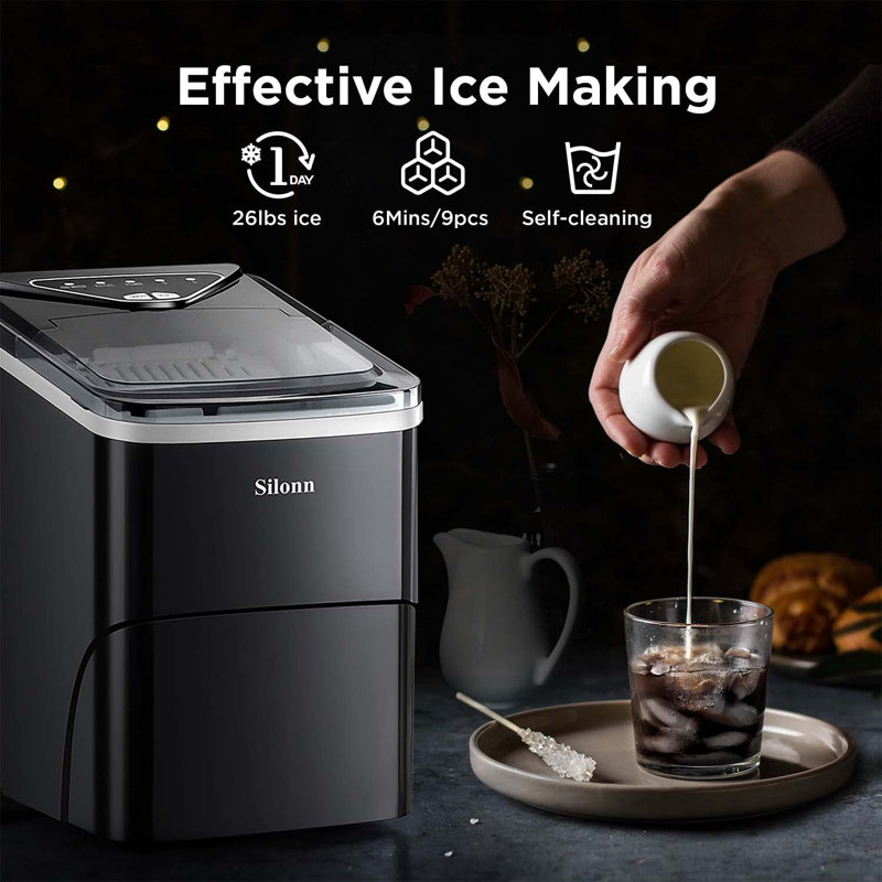 Compact 11.8 lb. Daily Production Clear Ice Portable Ice Maker, Black