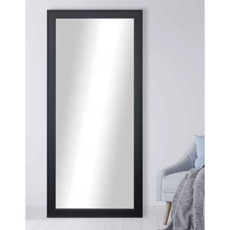 Eladia Engineered Wood Flat Mirror, Black , 65.5" x 30.5"