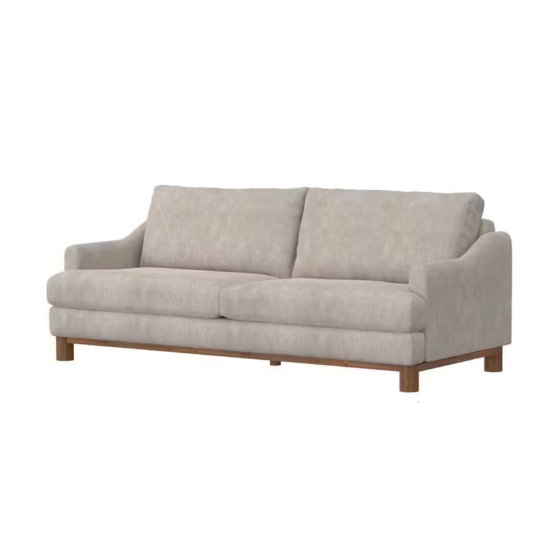 Canapé Samari, Oyster Grey Faux Leather, 37.5" H x 85" W x 39" D