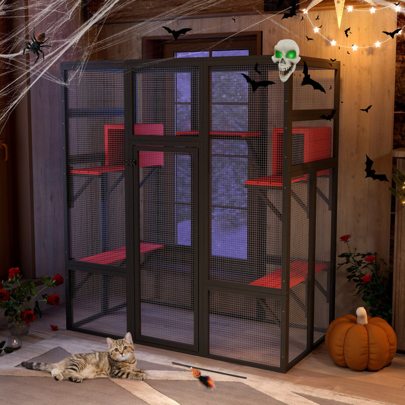 Cat Cage, Black/Red