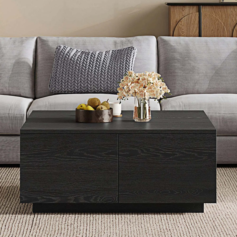Table basse 33,25 "carrée avec 4 tiroirs, Noir