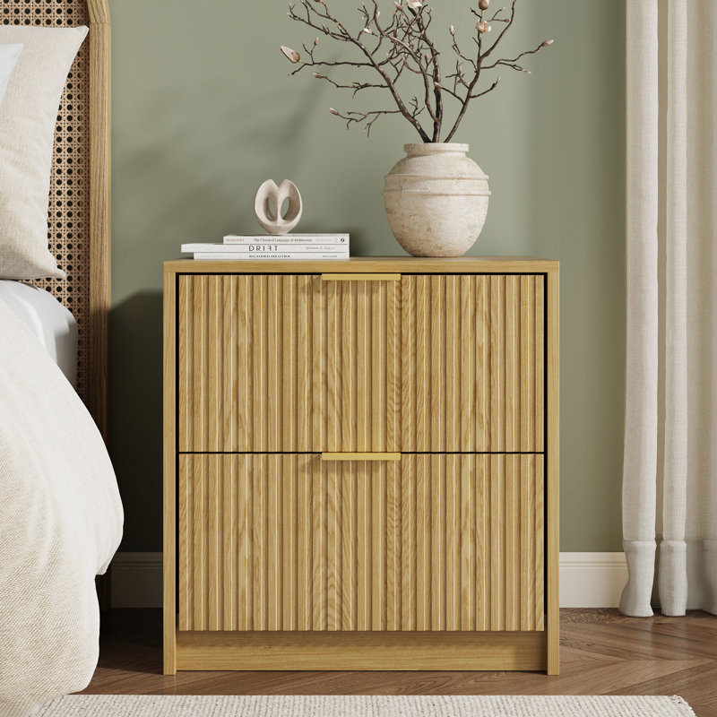 2 Drawer Nightstand, Set Of 2, Natural