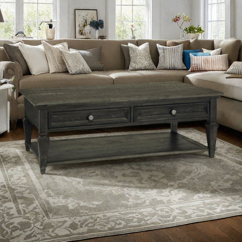 Table basse American American, Noir, noir, noir, noir, H 17,7 po x L 47,2 po x l 27,6 po