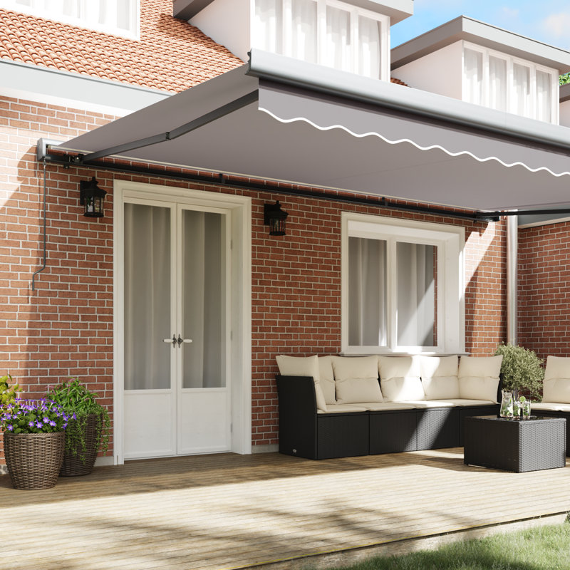 Longshore Tides Retractable Patio Awning, Light Grey/Grey, 500 cm W x 300 cm D