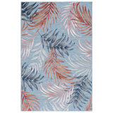 Power Loom 88% Polypropylene/12% Polyester Floral Area Rug in Blue / Rust