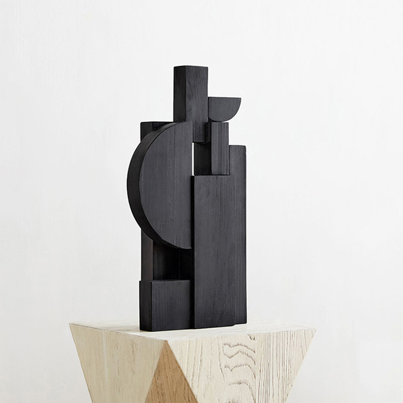 Objet décoratif en bois massif noir Boho