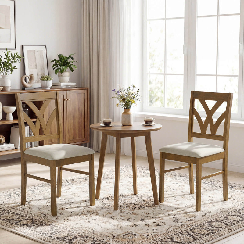 Ensemble de 2 chaises en bois avec dossier en bois d'hévéa, 2, Chêne