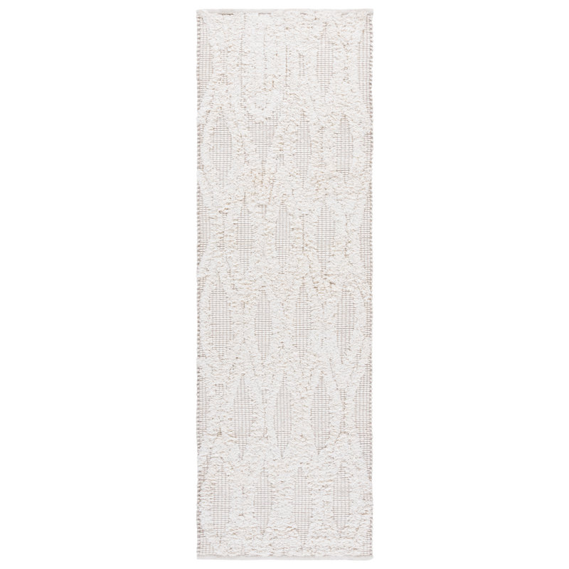 Tapis ivoire en laine / coton touffeté à la main Natura 962, Tapis de couloir 2 pi 3 po x 8 pi