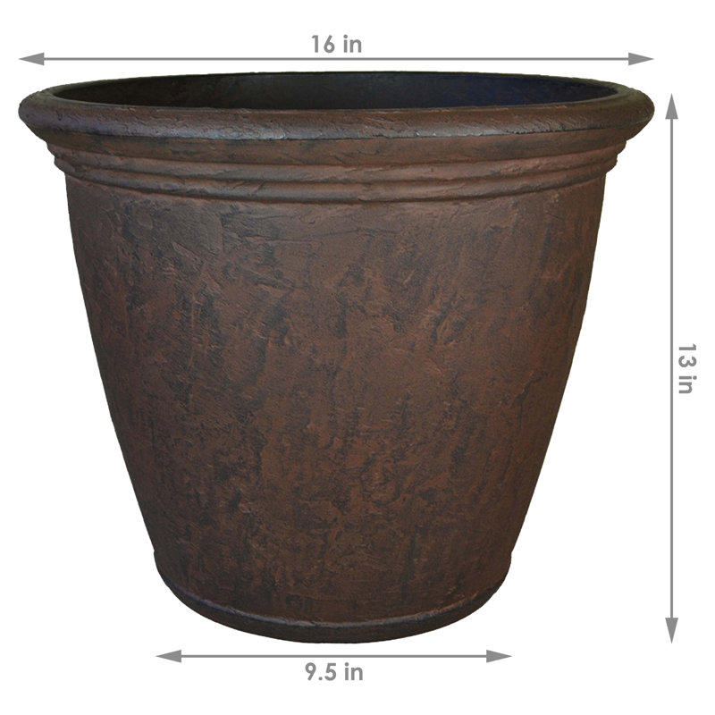 Kristie Round Polyresin Outdoor Planter Pot with a Weather-Resistant Finish - Set of 4, Set of 4