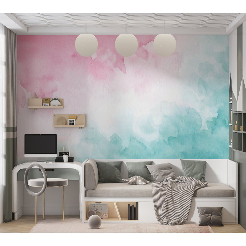 Murale pelez et collez de qualité supérieure - mélange d'aquarelle, L 120 po x L 96 po