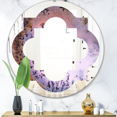 Miroir mural moderne et contemporain en cristal dendrite macro de style quadrilobe moderne et contemporain