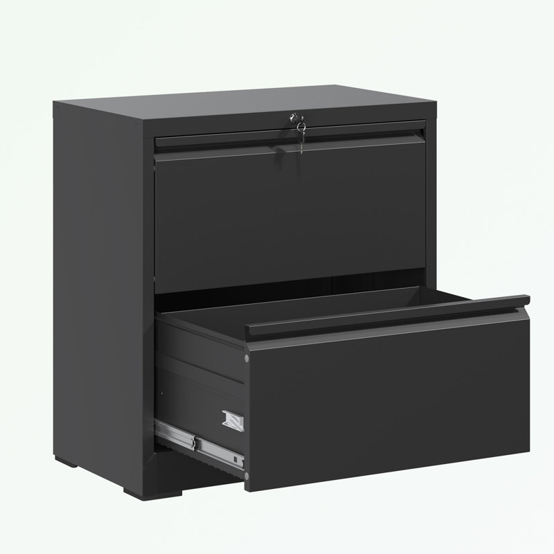 metal frame File Cabinet with 2 Drawers, Black