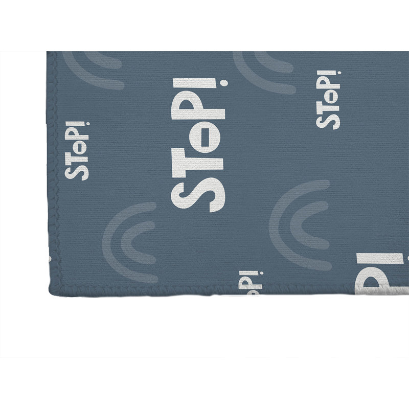 Tapis de jeu pour enfants Stop Slate, Rectangle 5 pi x 7 pi, Bleu / Ivoire