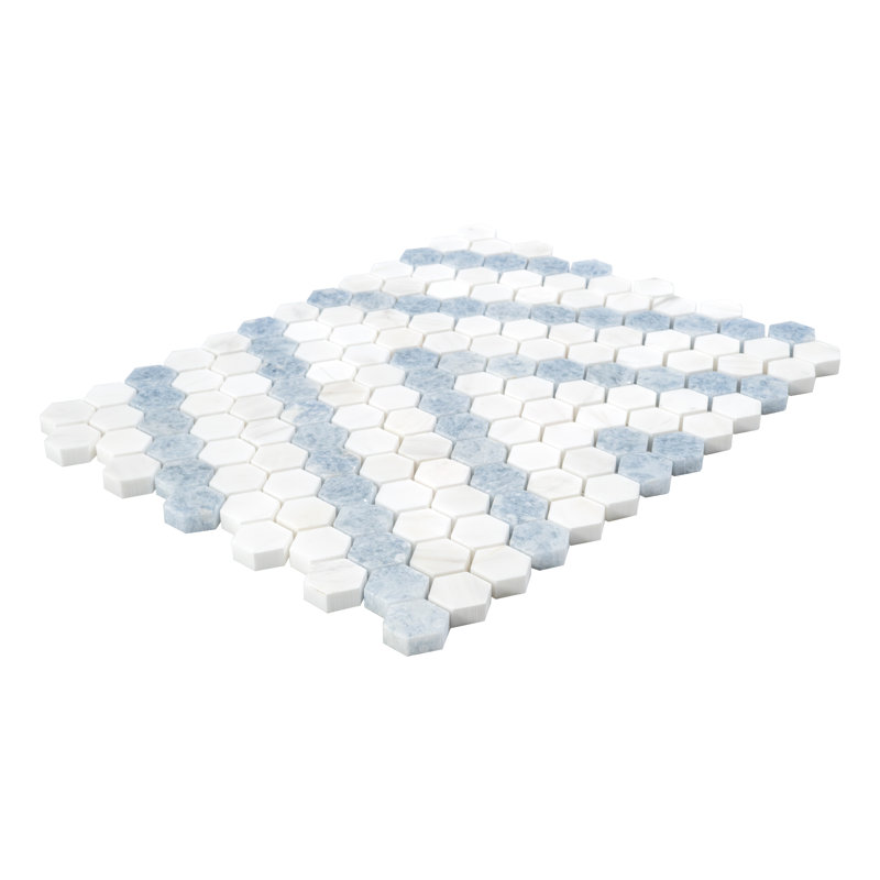 11 in. x 13 in. Polished Marble Mosaic Floor and Wall Tile, Loredana