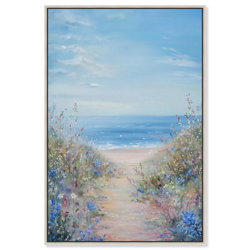 To To The Ocean Monet Coastal par Art Remedy, Argent argent, H 25 po x l 17 po, Reproduction encadrée sans passe-partout