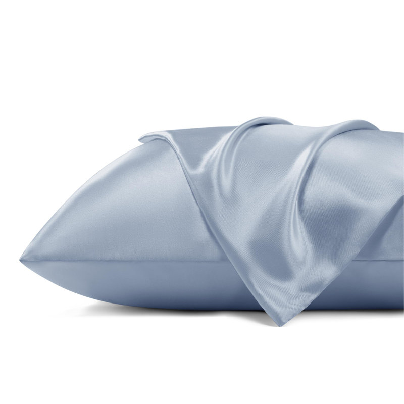 Bedsure Satin Pillow Case 2 Pack, Stone Blue, Standard Pillow Case