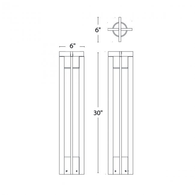 Chamber LED Bollard Light, 120, 3000K, Black on Aluminum
