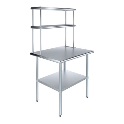 Stainless Steel Top Workbench With 2 Tier Shelf