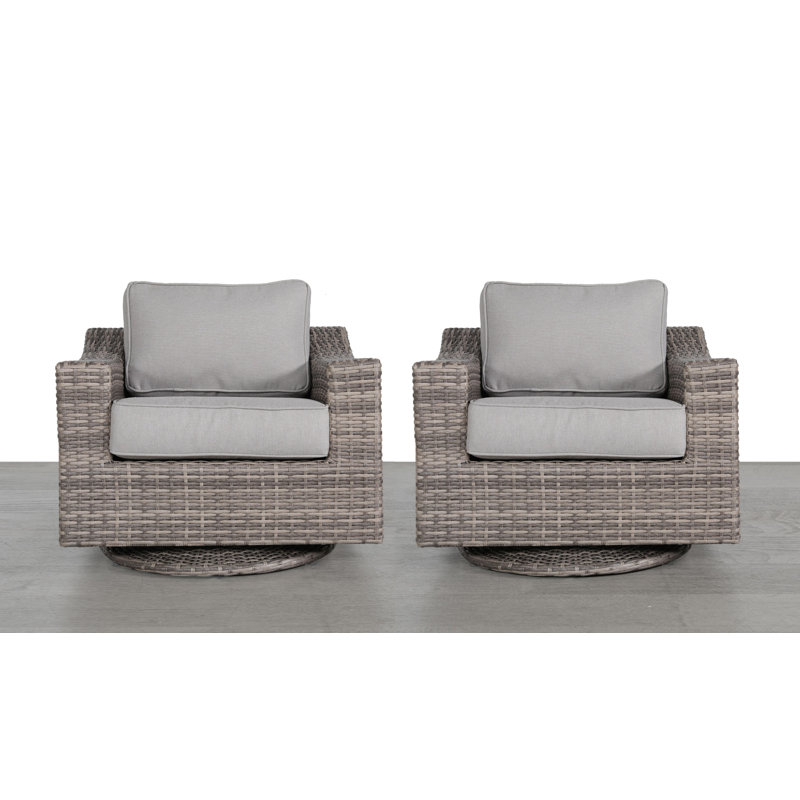 Shelton Fully Assembled Swivel Patio Chair with Cushions, Mixed Grey