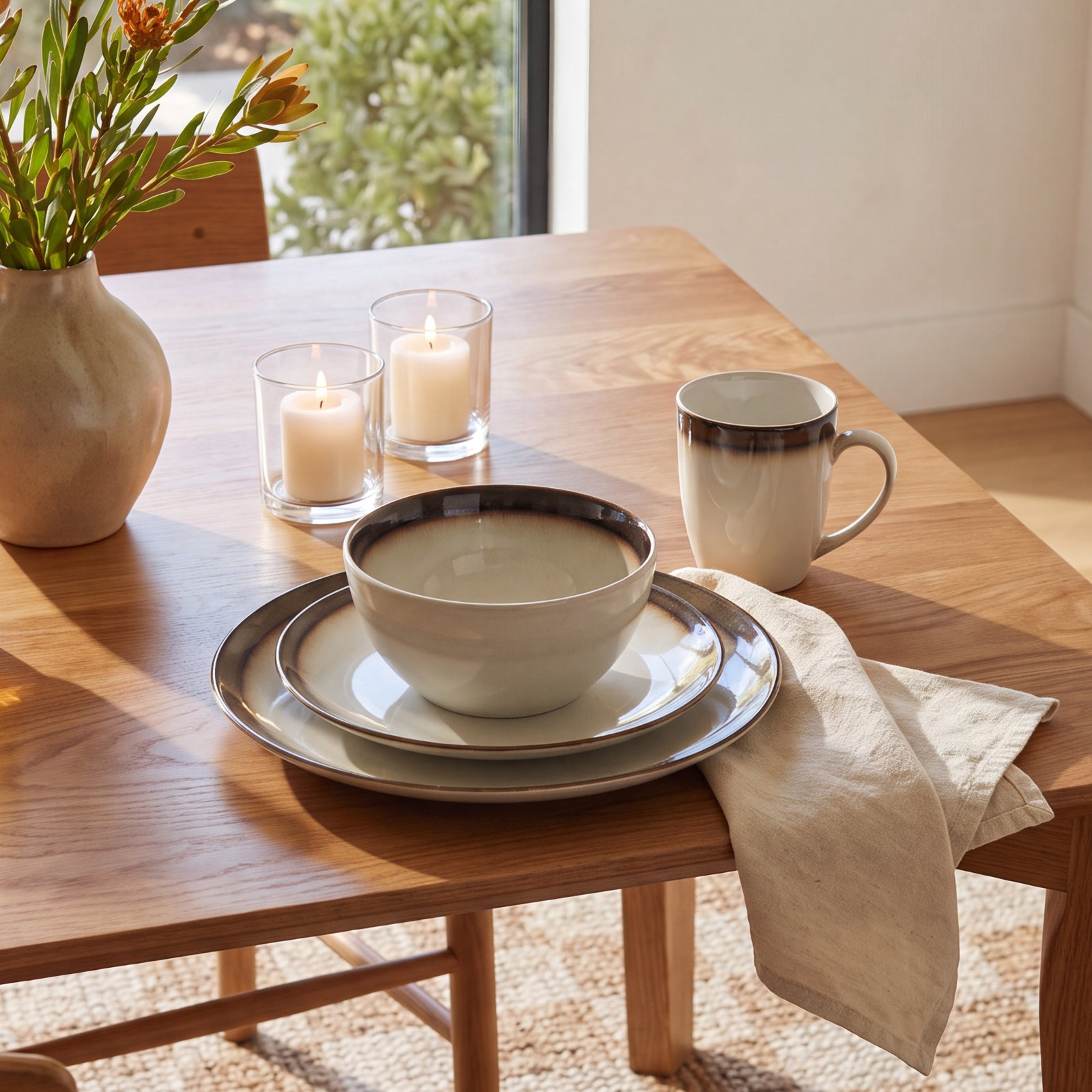 Kashmir Stoneware Dinnerware Set - Service for 4