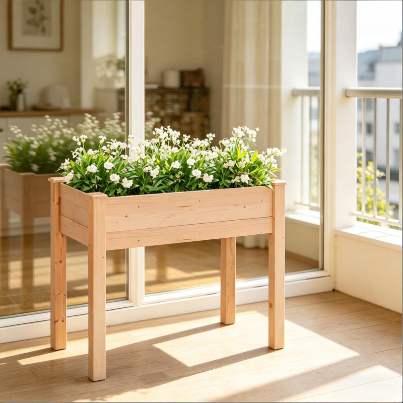 Jardinière surélevée en bois de sapin naturel avec pattes, dimensions : 33,80 x 18,00 x 30,00 po