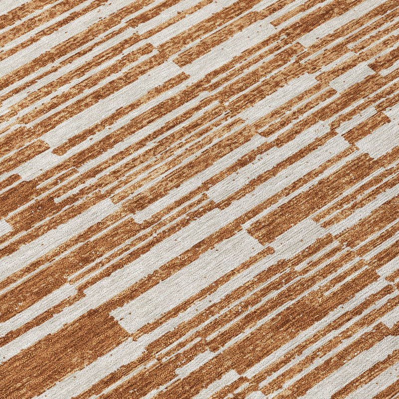 Machine Washable Indoor/Outdoor Chantille ACN2907 Striped Rug, 1'8" x 2'6", Paprika