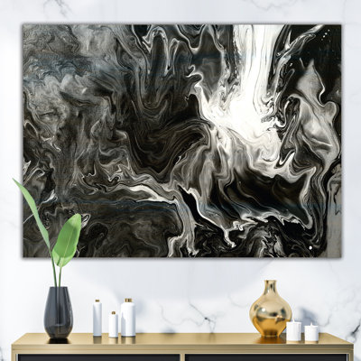Acrylique de marbre blanc, gris et blanc peint à la main IV - reproduction d'art sur toile