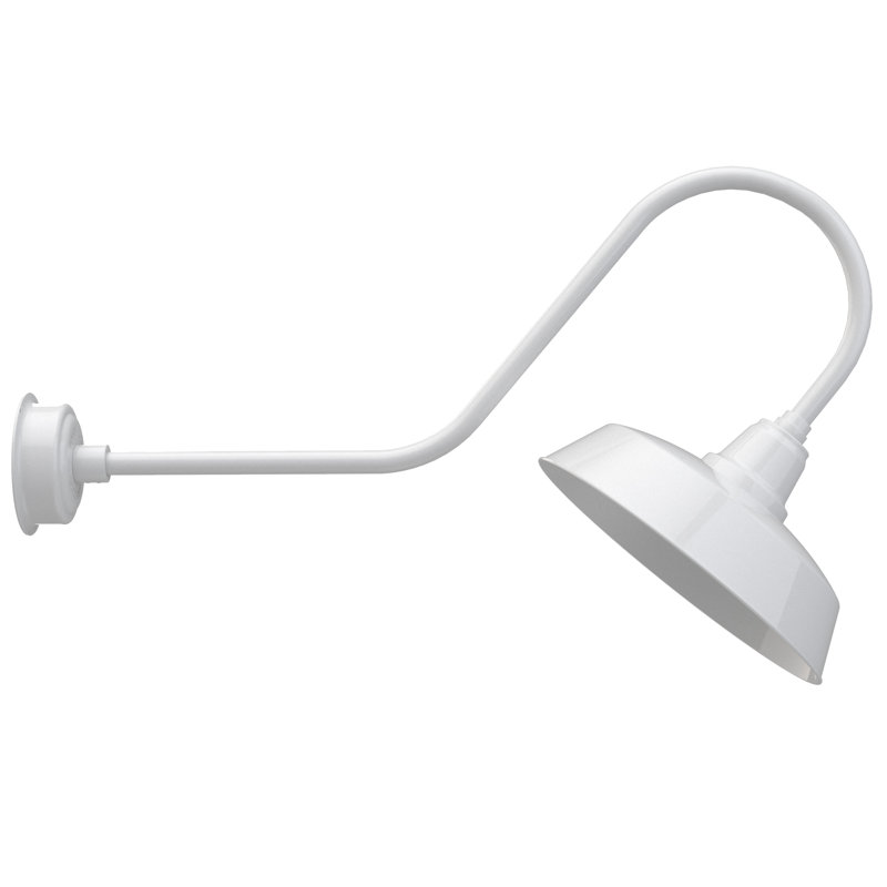 Luminaire de grange d’extérieur à del Vandervliet, H 12 po x l 16 po x P 36 po, blanc